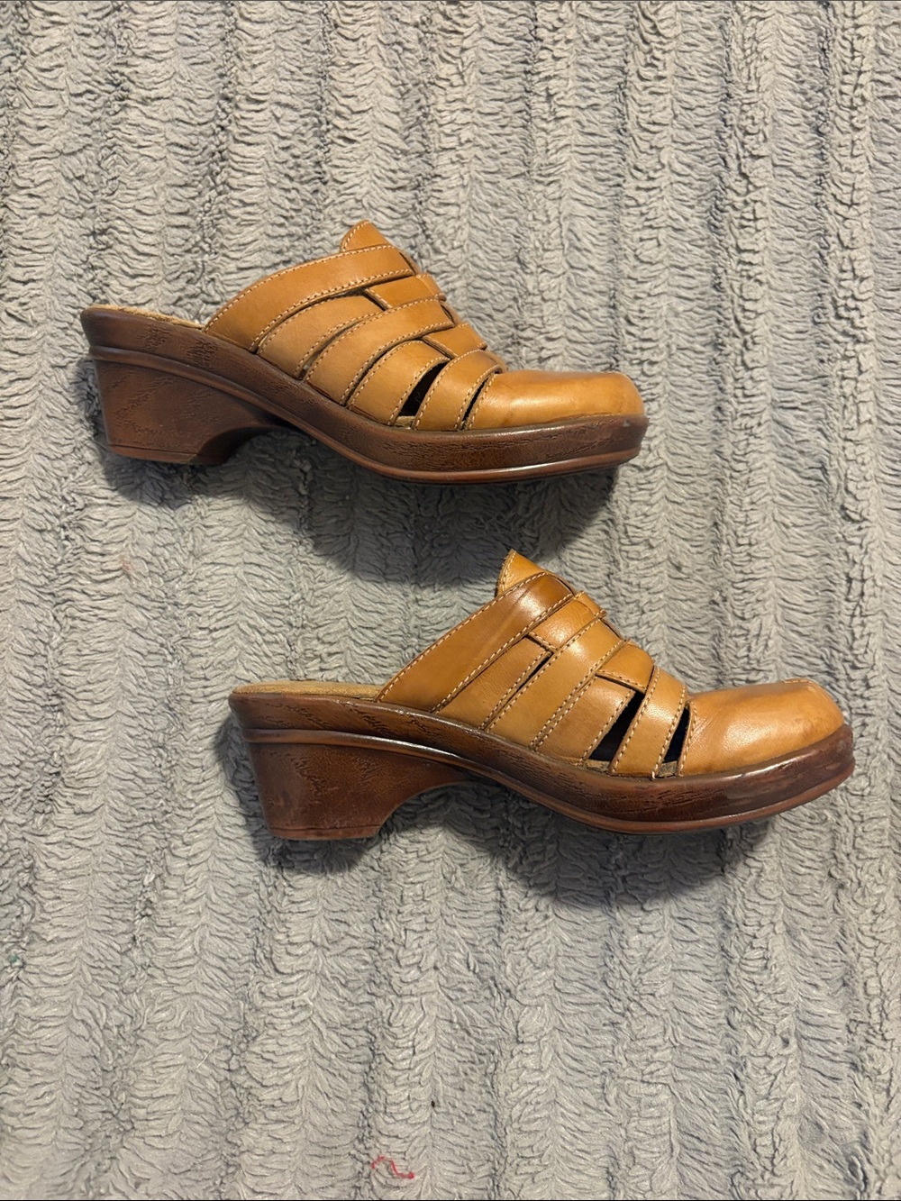 Dr. Scholl's Cognac Leather Woven Slide Mules - Picture 4 of 5